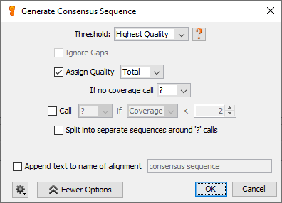 Generate Consensus menu, use the highest quality threshold