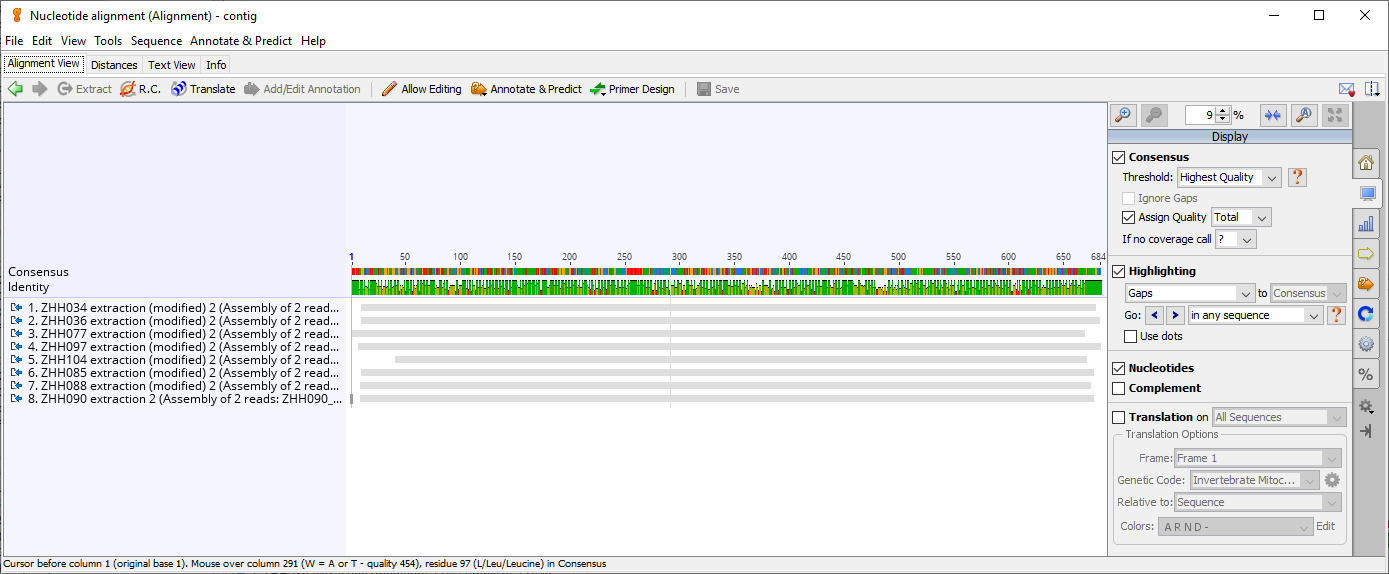 No more indels exist in the alignment
