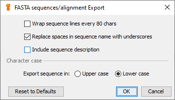 Export options